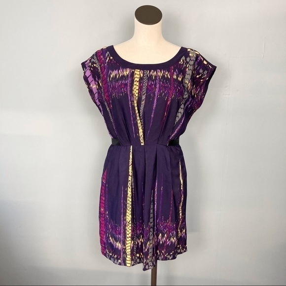 𝅺bebop Cap Sleeve Self Tie Pocket Pleated Dress - Picture 1 of 13